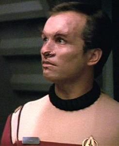 A picture of Crewman Dax from Star Trek VI: The Undiscovered Country.  It's unclear whether this was taken before or after he realized "Dax Day" was not about him.